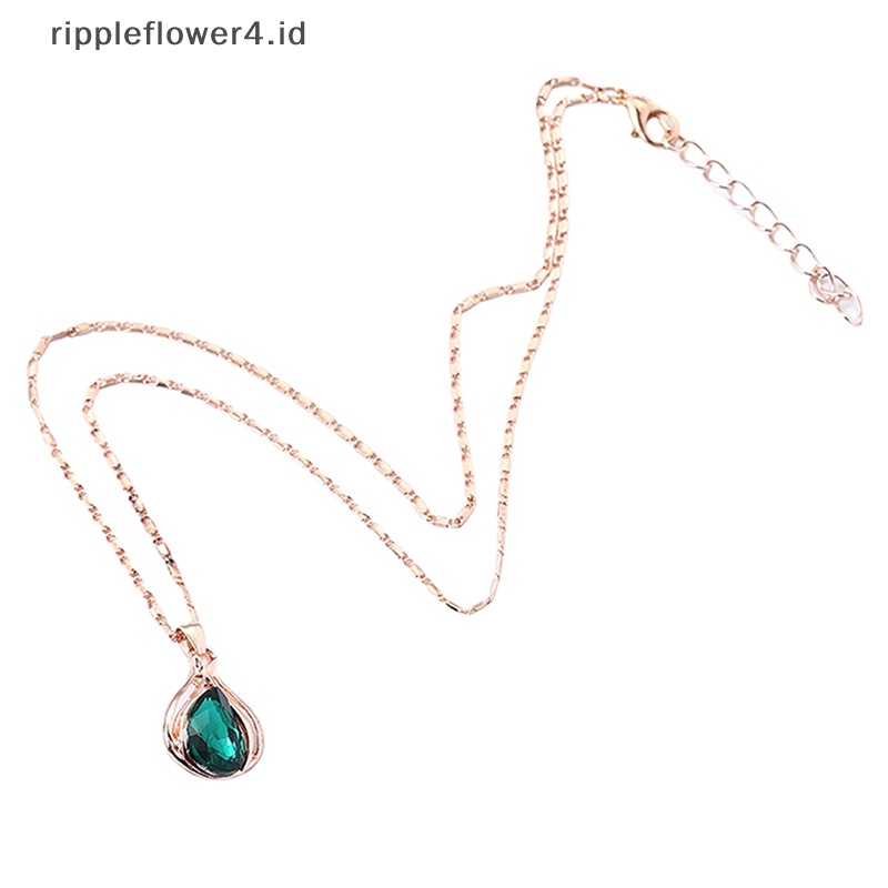 {rippleflower4.id} Fashion Eropa Dan Amerika Biru Zhihai Kreatif Geometris Pernikahan Anting Kalung Set Wanita Tetesan Air Set Perhiasan Hadiah~