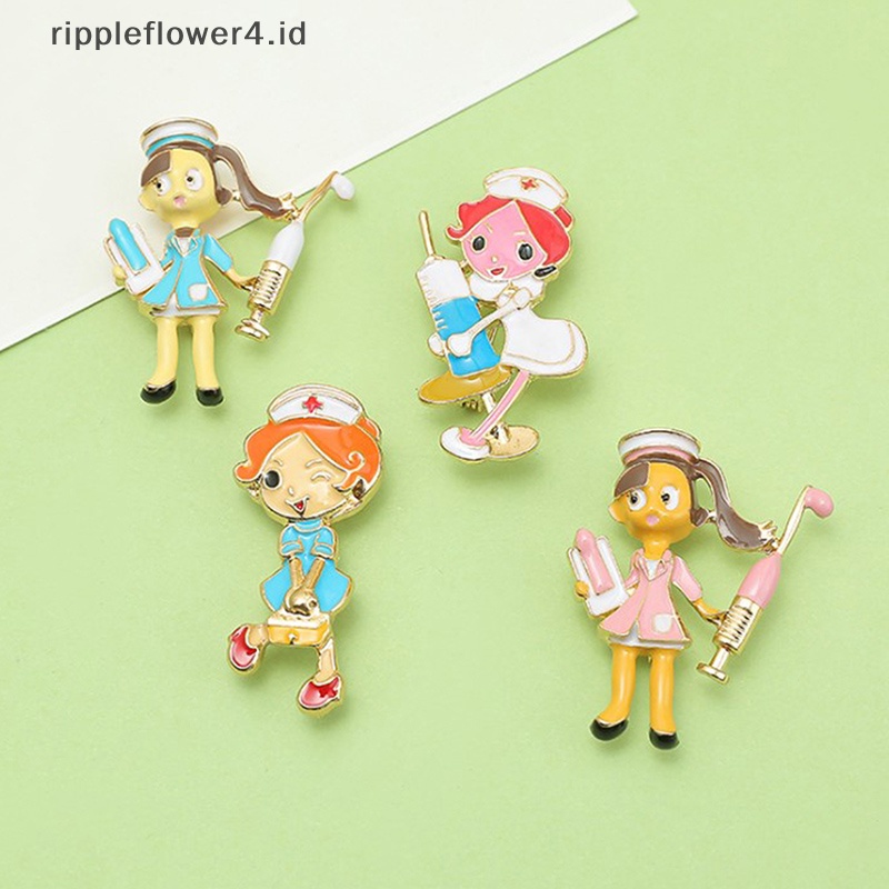 {rippleflower4.id} Kartun Lucu Perawat Dokter Bentuk Enamel Bros Pin Perhiasan Kreatif~