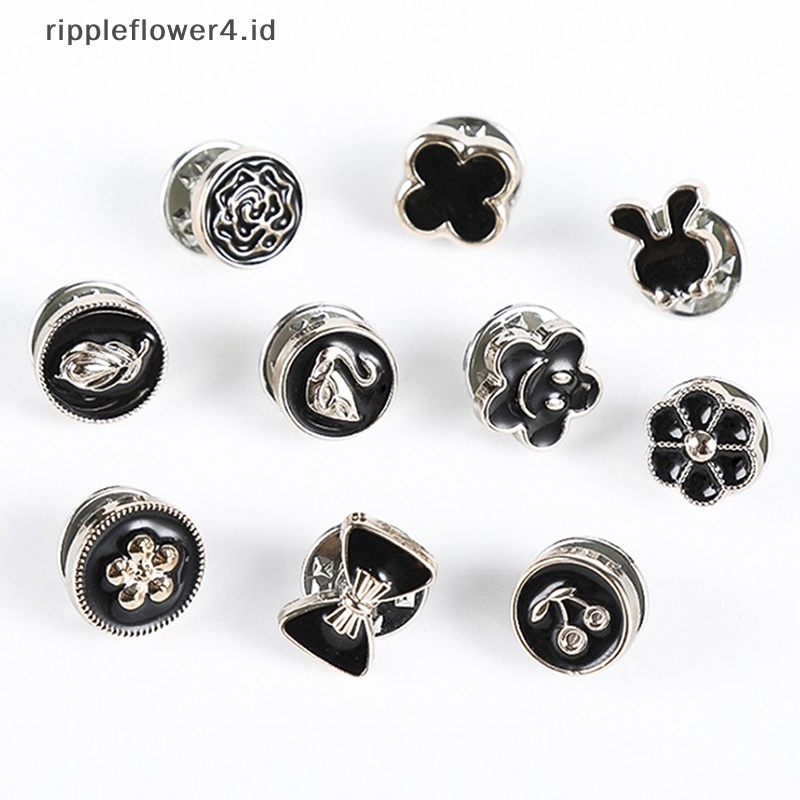 {rippleflower4.id} 10pcs /Set Lucu Praktis Anti-Silau Bros Dress Garis Leher Mutiara Pin Pakaian Fixe~