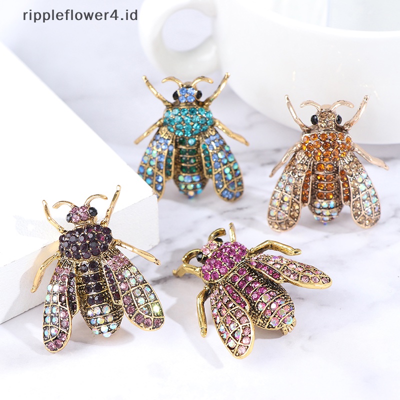 {rippleflower4.id} 1pc Indah 3D Bumble Bee Bros Wanita Anak Gadis Fashion Berlian Imitasi Bros~