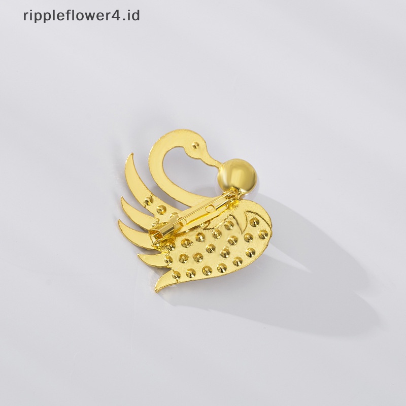 {rippleflower4.id} Fashion Mutiara Swan Bros Pin Untuk Wanita Pakaian Mantel Kerah Pin Dekorasi Perhiasan Hadiah~