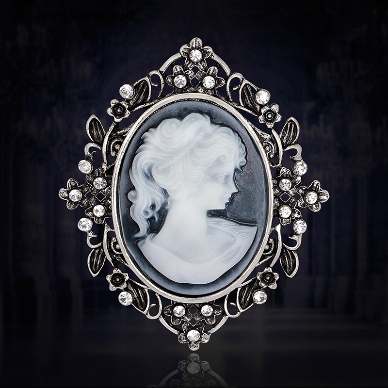 {rippleflower4.id} New Vintage Cameo Victorian Style Kristal Pesta Pernikahan Wanita Liontin Bros Pin~