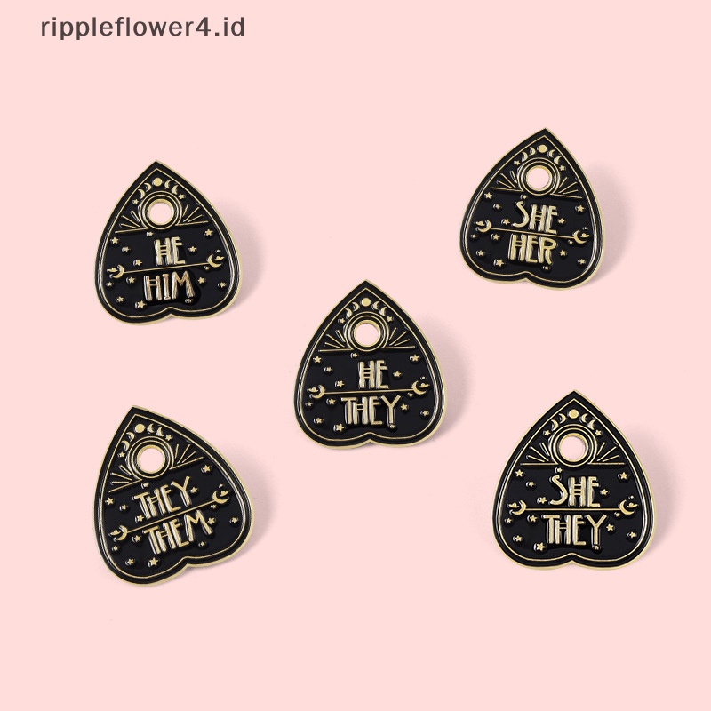 {rippleflower4.id} Pronouns Enamel Pin SHE HER HE HIM THEY Brooch Lapel Badges Hadiah Perhiasan Punk~