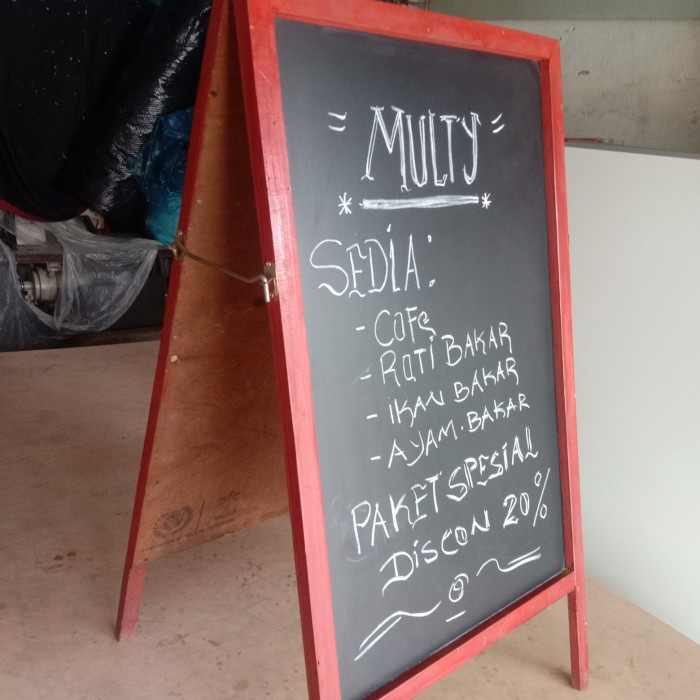 

Papan menu Hitam 2 sisi hpl UK 60x90 cm, antigores tidak berbekas