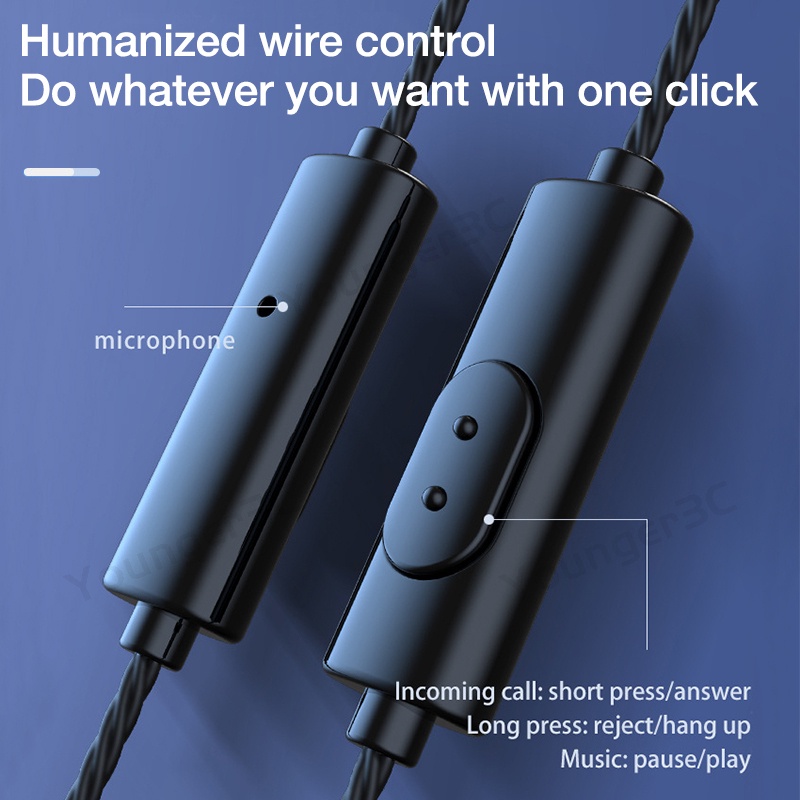 3.5mm Large Moving Coil Earphone HiFi Surround Sound Metal Wired Earbuds In Ear Audio Headset Kabel Dengan Mikrofon