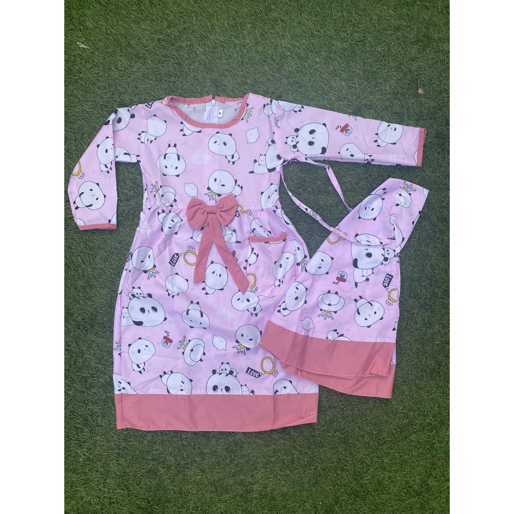 Dress Anak Junior Set Jilbab / Gamis Anak Junior 6 - 12 Tahun