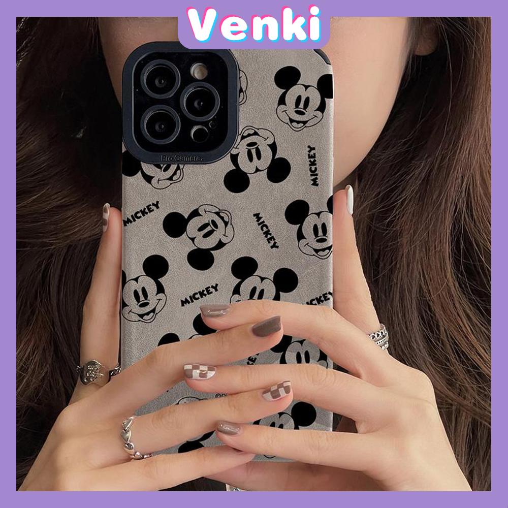 VENKI - Untuk iPhone 11 Case Leather Leather Pupil Eyes Suede Phone Case Soft Shockproof Airbag Case Pelindung Kamera Lucu Kartun Mouse Kompatibel dengan iPhone 14 13 Pro max 12 xr