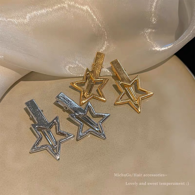 Super Populer Seri Bintang Logam Duckbill Sisi Klip Poni Jepit Rambut Influencer Aksesoris Rambut