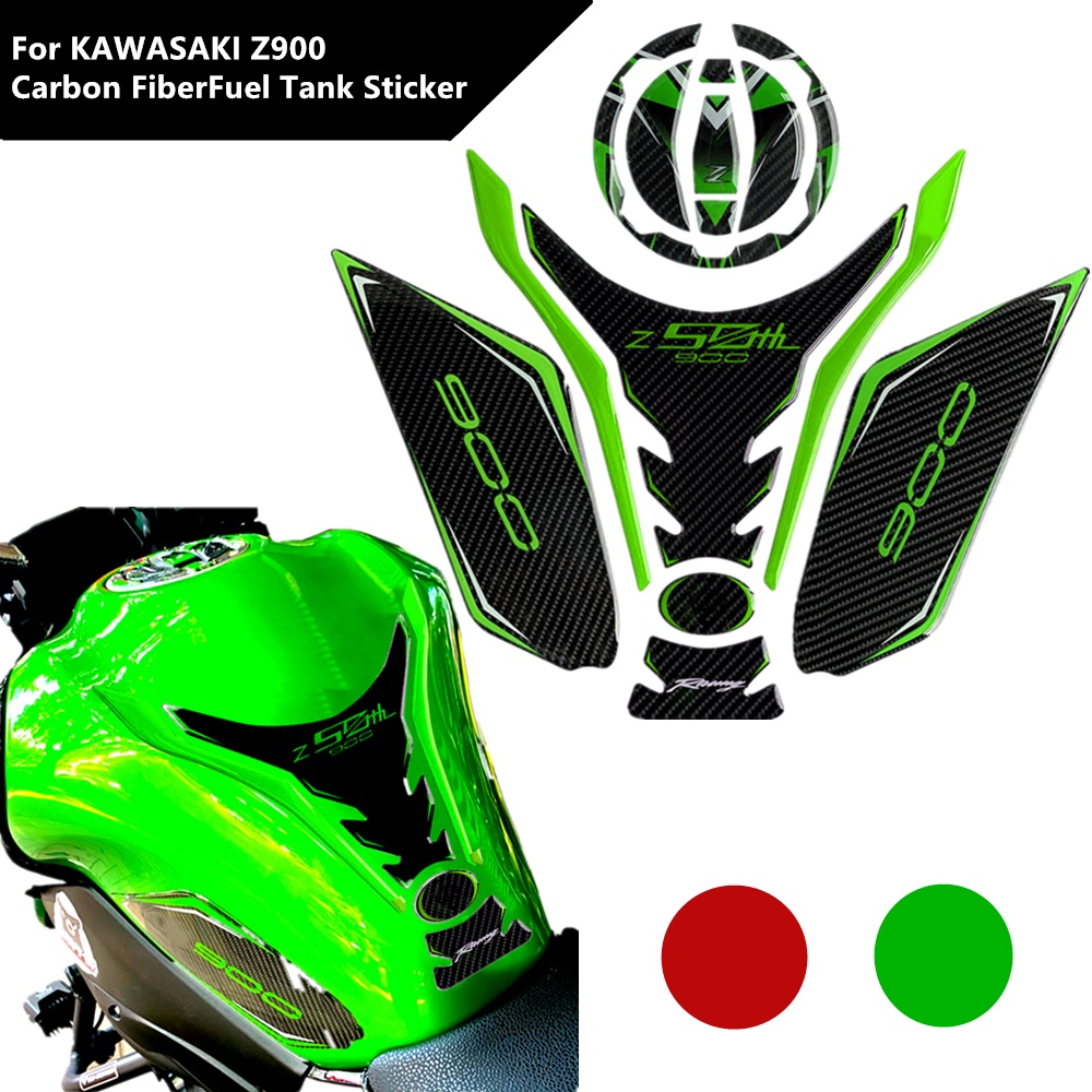 Kawasaki Z900 Z 900 50TH 3D Motor Carbon Fiber Fuel Tank Stiker Tutup Gas Minyak Pelindung Penutup Modifikasi Aksesoris