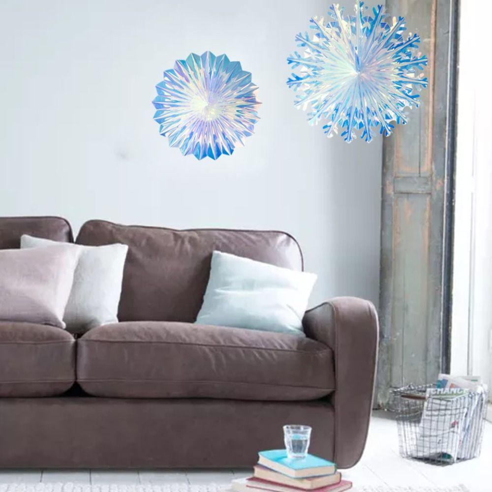 [Elegan] Neon Film 3D Multifungsi Dekorasi Rumah Snowflake Fan Properti Fotografi Ornamen Natal