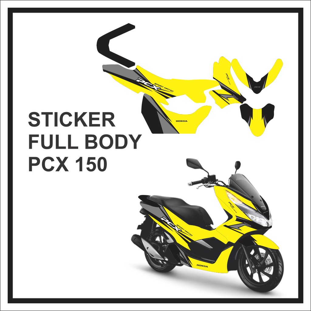 Striping Stiker Decal Stripping Steriping HONDA PCX 150 Full Body Kuning Garis Hitam Putih Merah