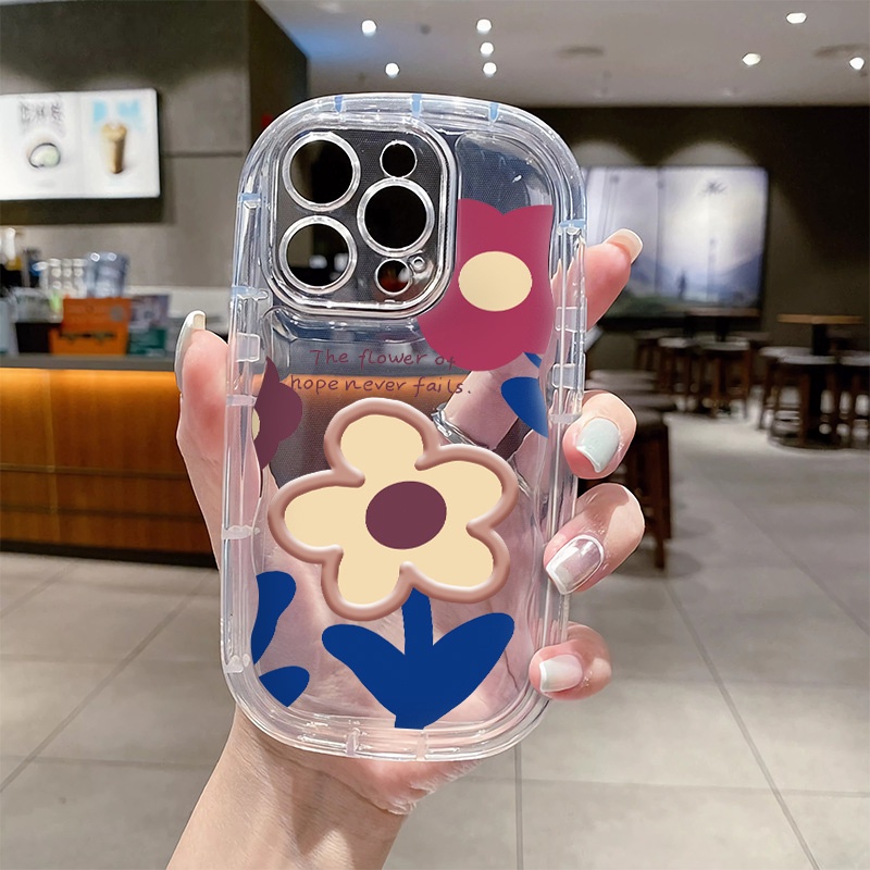 IPHONE Casing Bunga Kompatibel Untuk Iphone14 13 12 11 Pro Max Casing XS X Xr8 +7Plus Silikon Lembut Shockproof Transparan Phone Cover Cell Precticer