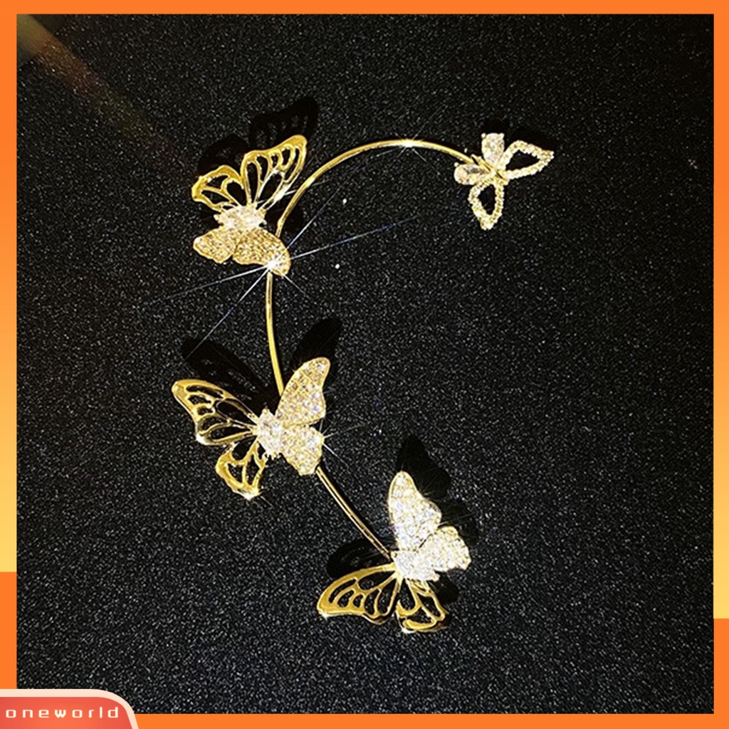 [WOD] 1pc Klip Anting Butterfly Hollow Out Tanpa Tindik Gaya Korea Indah Manset Telinga Untuk Pernikahan