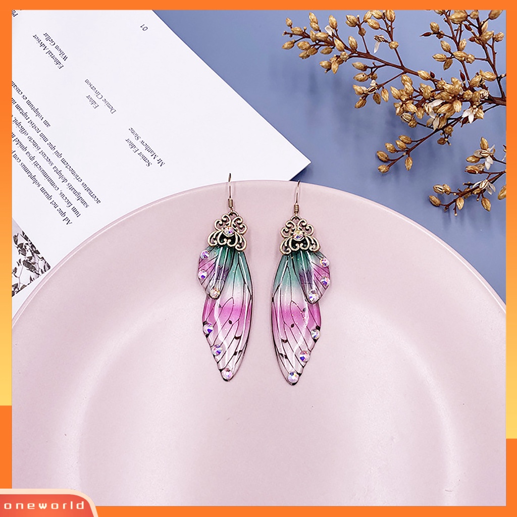 [WOD] Anting Fashion Wanita Berlian Imitasi Serangga Sayap Kupu-Kupu Ear Hook Perhiasan Hadiah