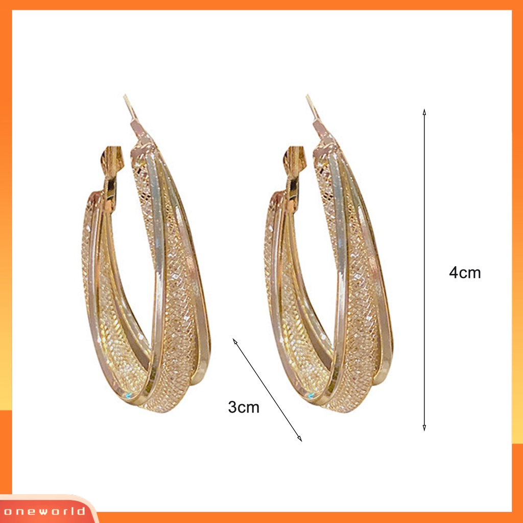 [WOD] 1pasang Anting Hoop High-end Warna Kontras Mengkilap Lingkaran Bulat Menjuntai Anting-Anting Perhiasan Harian