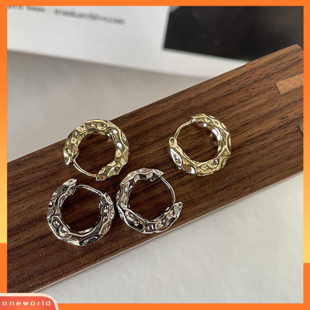 [WOD] 1pasang Anting Wanita Tidak Teratur Logam Lingkaran Perhiasan Vintage Geometris Hoop Earrings Hadiah Ulang Tahun