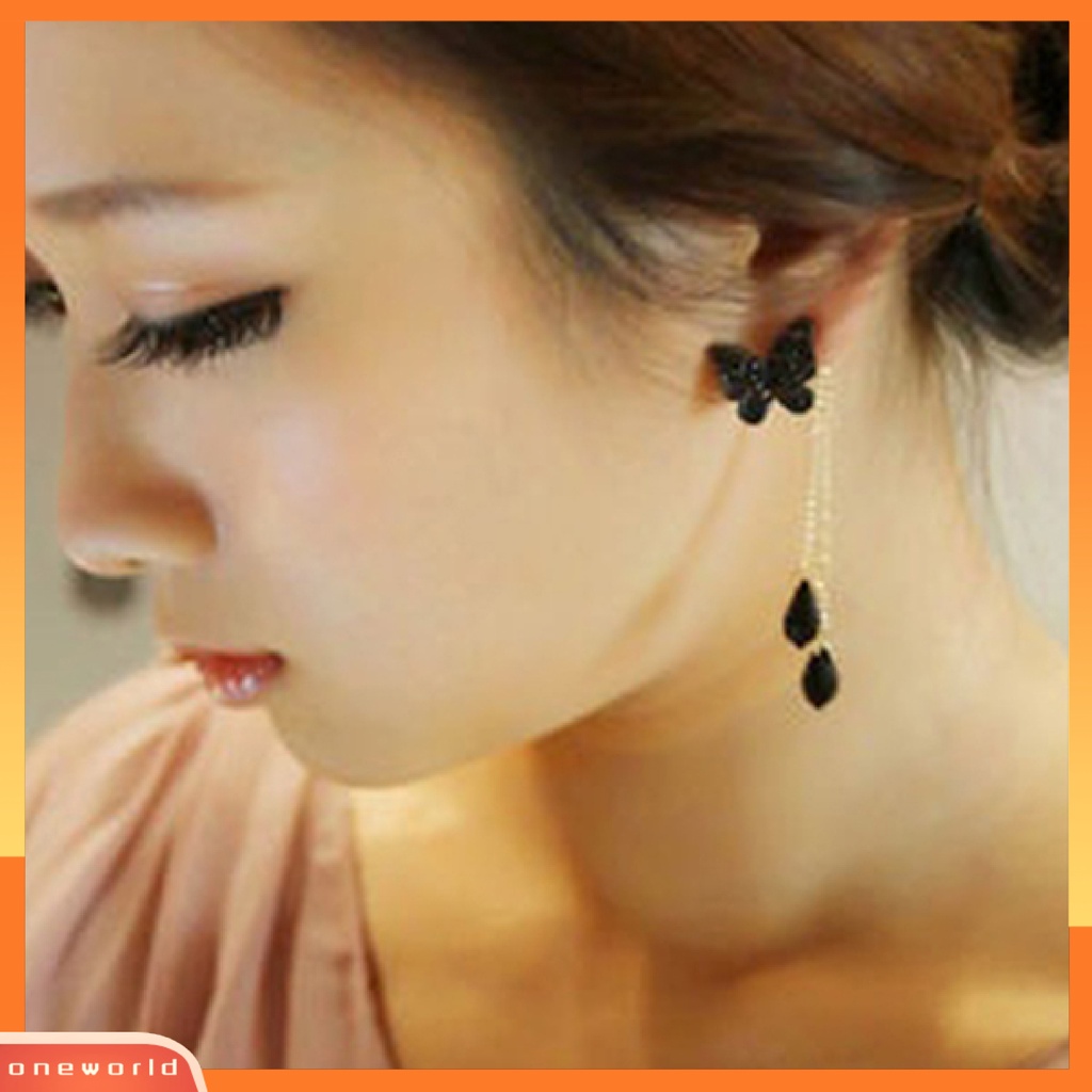 [WOD] Perhiasan Anting Drop EarringS Vintage Alloy Butterfly Rumbai Panjang Untuk Wanita