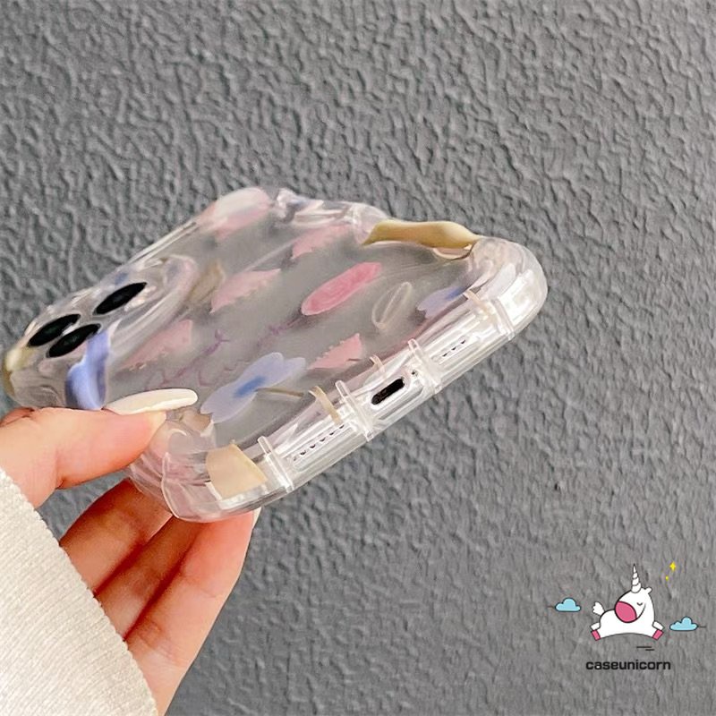 Casing Bunga Tulip Ungu Untuk Realme C53 C25 C35 C31 C55 C15 9i 5 7i 5i 6i 5s C33 C12 C25Y C25s C21Y C11 C30 C17 C21 C3 C20 C20A Casing Bunga Tepi Bergelombang 3D Lembut Transparan