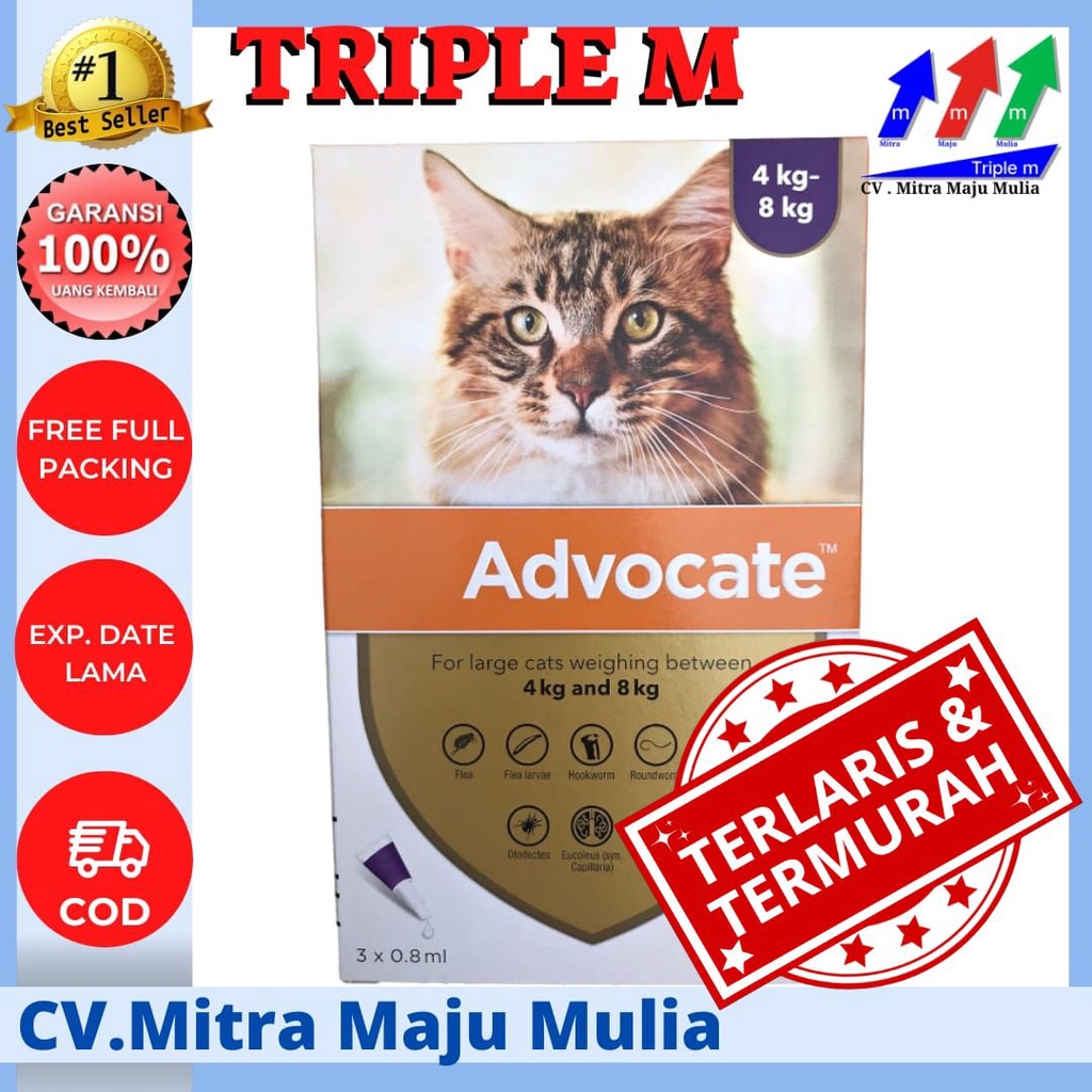 ADVOCATE KUCING LARGE 4-8 kg 1 Pipet - Obat Kutu Cacing Kucing Dewasa