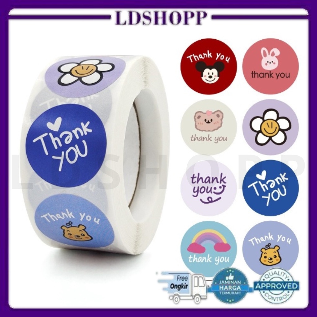 LDS Stiker Label Thank You / Stiker Roll (500 Pcs) / Stiker Ucapan Bulat / Stiker Tempel / Stiker Label Colorfull