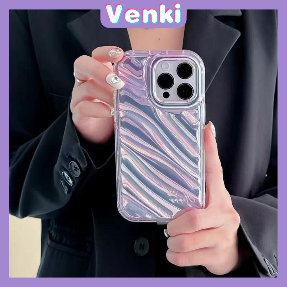 VENKI - iPhone Case untuk iPhone 11 Laser Reflektif Bening Phone Case TPU Soft Shockproof Airbag Case Senyum Sederhana Kompatibel dengan iPhone 14 13 Pro Max 12 Pro Max XR XR 7Plus 8Plus