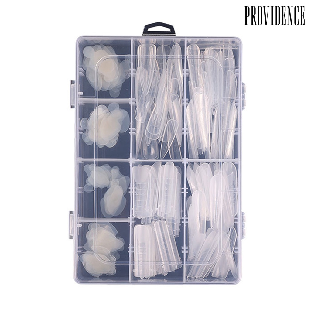 Providence 288Pcs /Box Bangunan Cepat Kuku Palsu Terlihat Dekoratif Ultra-Tipis Transparan Plastik Kuku Cetakan Tips Perlengkapan Kuku