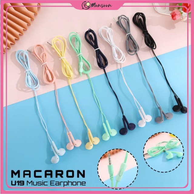 MONSOON - D6100 Handsfree U19 Macaron Mate Color Hifi Extra Bass / Earphone / Headset Macaron Matte U19 H681