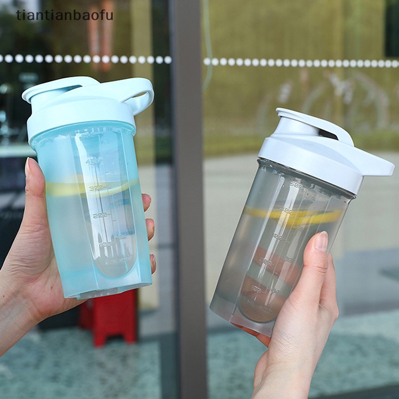 [tiantianbaofu] Botol Pengocok Bubuk Portabel Botol Air Anti Bocor Untuk Gym Fitness Training Sport Mixing Cup Dengan Skala Butik