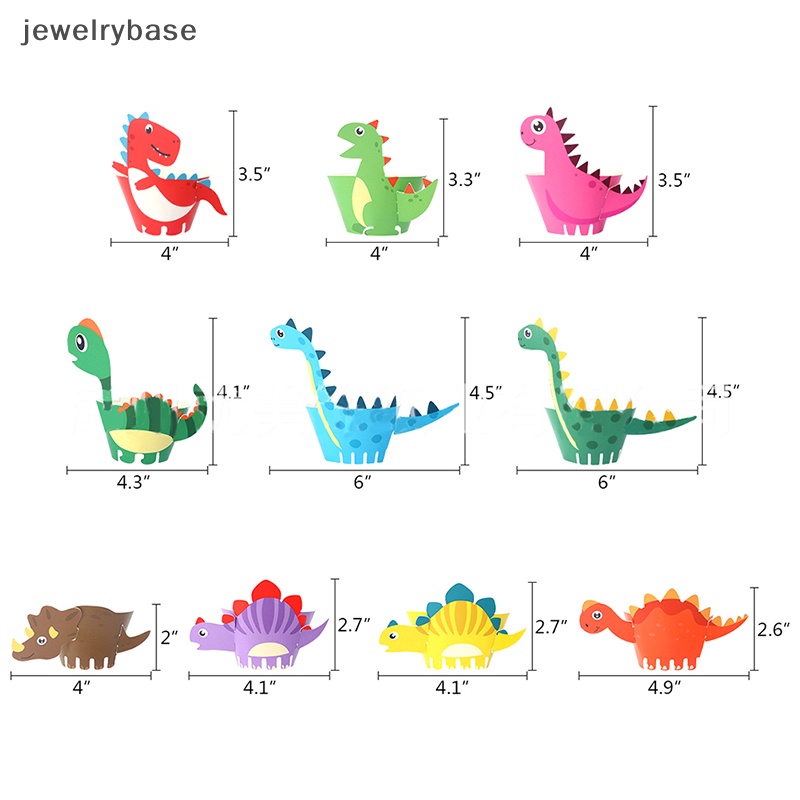 [jewelrybase] Dinosaur Cupcake Wrappers Toppers Jungle Safari Party Pesta Ulang Tahun Dekorasi Butik