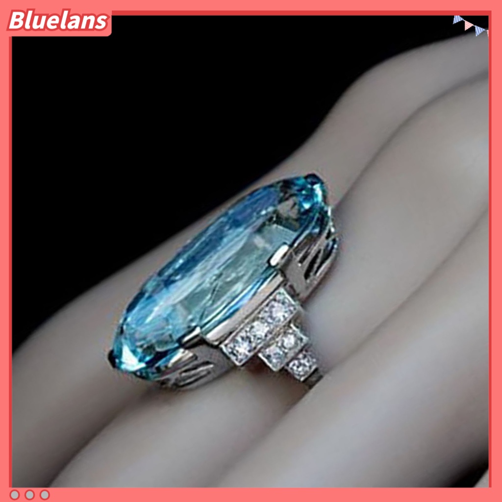 [BLS] Cincin Jari Transparan Panjang Umur Ringan Berbentuk Oval Halus Cincin Biru Untuk Tanggal