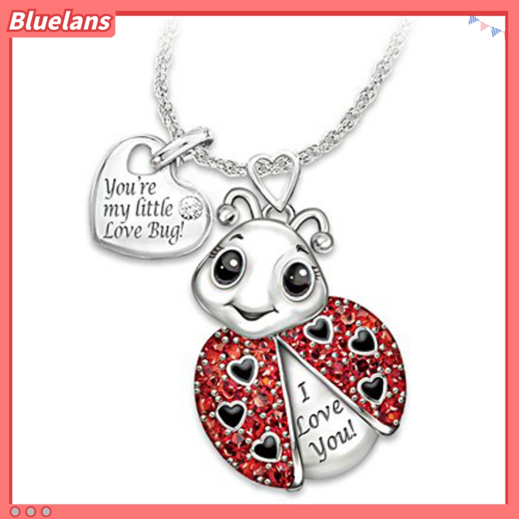 [BLS] Wanita Berlian Imitasi Hias Ladybug Hati Huruf Liontin Rantai Kalung Perhiasan Hadiah