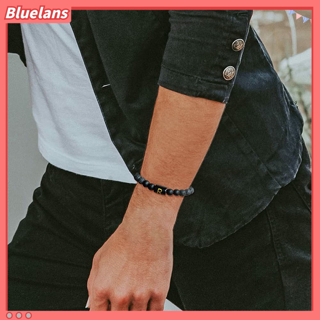 [BLS] Unisex Gelang A-Z Huruf Frosted Manik-Manik Batu Imitasi Adjustable Gelang Penghilang Stres Fashion Perhiasan