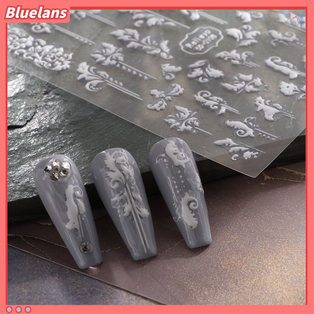 [BLM] Stiker Nail Art Perekat Diri 5D Relief Efek 3D Tidak Luntur DIY Gaya Jepang Motif Bunga Manicure Decals Salon Kuku Pasokan