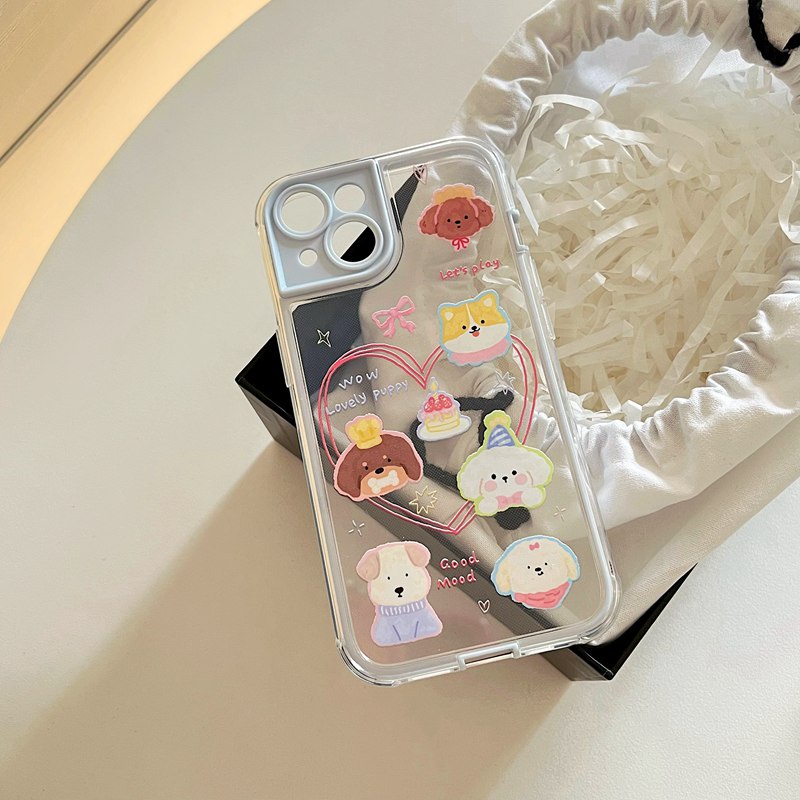 Graffiti Love Puppy Soft TPU Case iP iPhone 14 + Plus 11 12 13 Pro Max 2in1 FTD Girl Woman Casing Apple