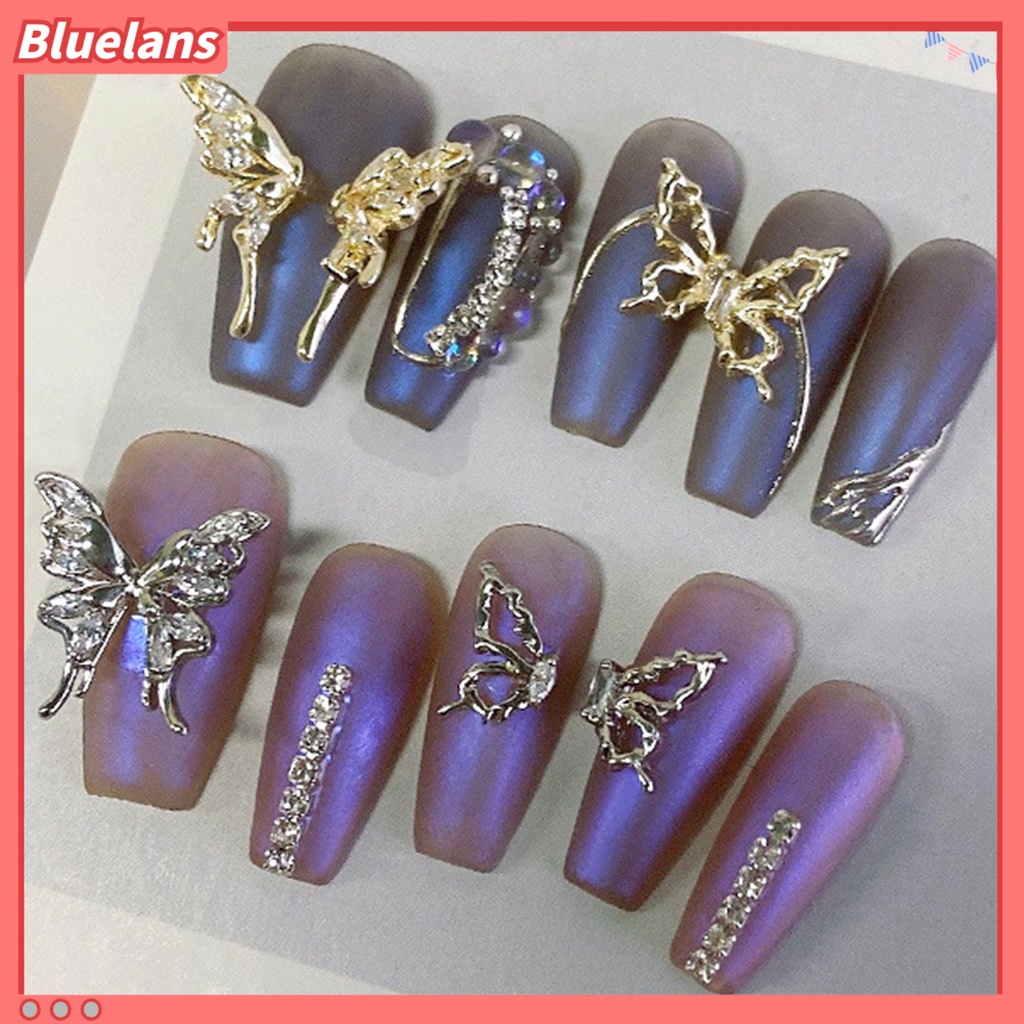 [BLM] 1pc Pesona Kuku Cubic Zirconia Shiny Tiga Dimensi Glitter Anti Jatuh DIY Nail Art Hadiah Butterfly Splicing Wing Nail Art Perhiasan Untuk Wanita