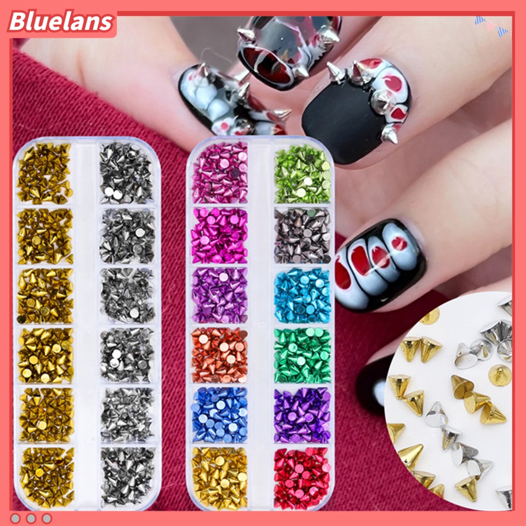 [BLM] 1kotak Pesona Nail Art Tidak Luntur Anti-Oksidasi Tahan Jatuh Yang Dapat Dilepas 12kisi DIY Rivet Gadis Kuku Aksesori Kecantikan Kuku Salon Pasokan