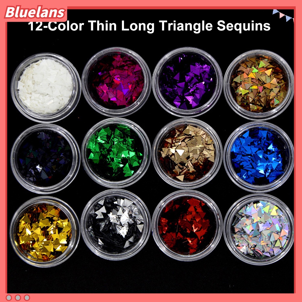 [BLM] 12pcs Banyak Bentuk Glitter Payet Nail Art Tips Decal Stiker Manicure Decor