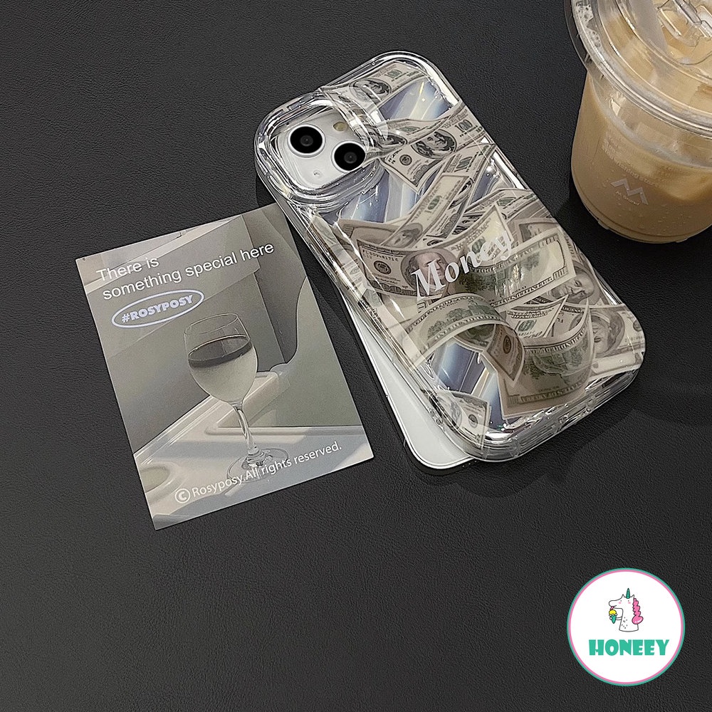 Fashion Money Dollar Phone Case Kompatibel Untuk iPhone 14 Pro Max Case iPhone 11 12 13 Pro Max Bantal Udara Shockproof Lembut Penutup Belakang