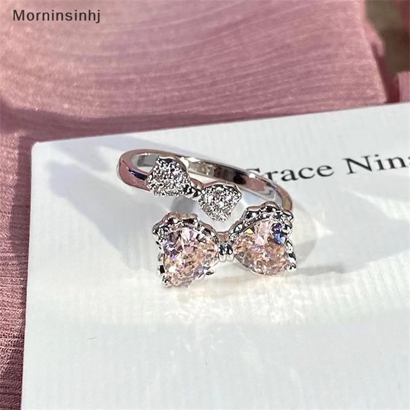 Mornin Gaya Korea Indah Merah Muda Ikatan Simpul Pembukaan Cincin Dapat Disesuaikan Manis Lucu Temperamen Fashion Cincin Sederhana Untuk Perhiasan Wanita id