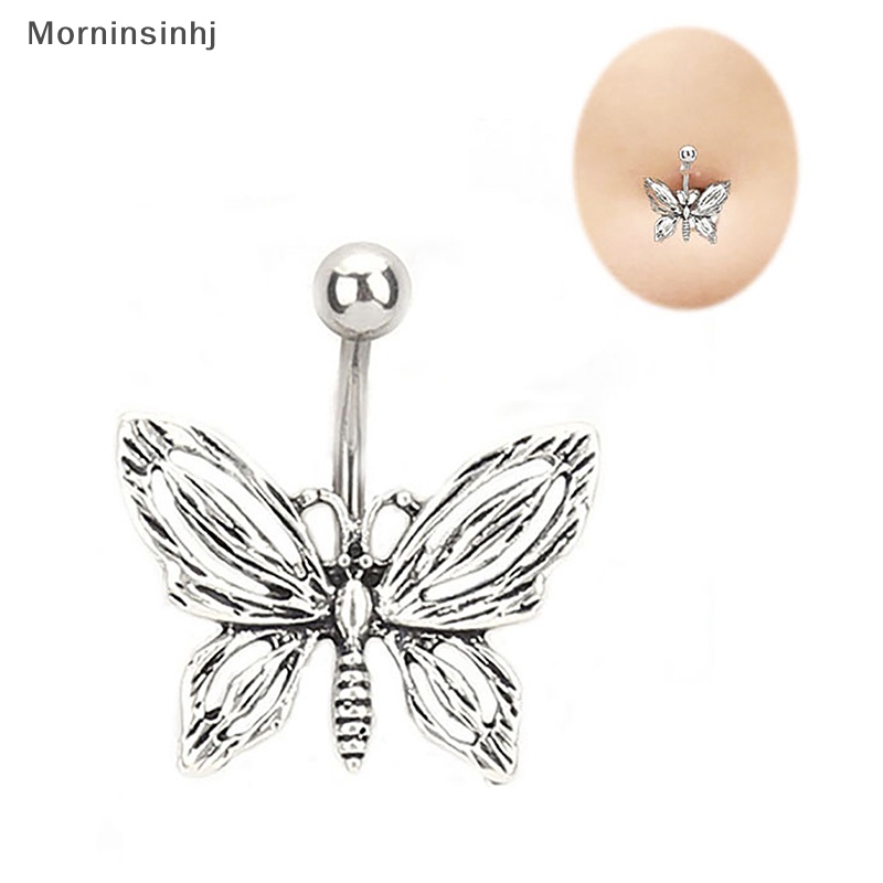 Mornin Warna Silver Butterfly Belly Navel Ring Stud Belly Button Rings Alloy Kristal Bar Untuk Wanita Sexy Pusar Tubuh Perhiasan id