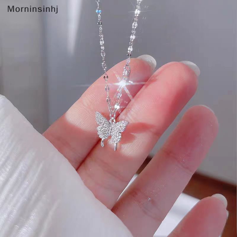 Mornin Shiny Butterfly Necklace Indah Emas Kristal Liontin Kerah Rantai Kalung Wanita Klavikula Rantai Pesta Pernikahan Perhiasan Hadiah id