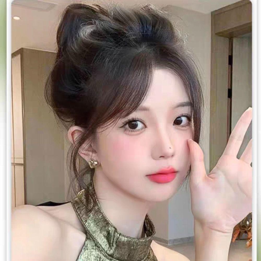 Mxbeauty 3D Delapan Karakter Poni Fasion Coklat Tak Terlihat Wanita Berbulu Penutup Palsu Rambut Putih Meningkatkan Volume Rambut Gadis Ekstensi Rambut