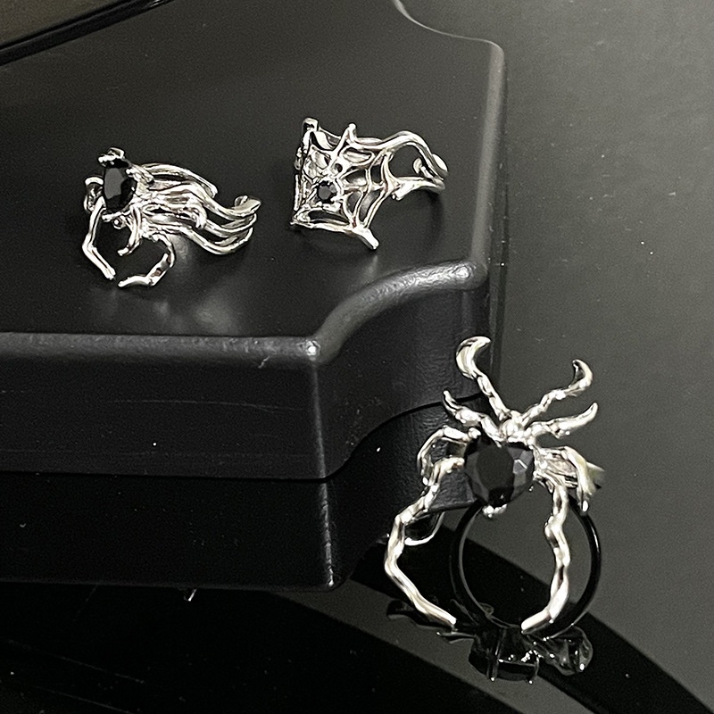 Gothic Punk Style Opening Rings/ Simulasi Hewan Spider Jari Cincin/ Fashion Adjustable Cincin Pasangan Perhiasan Aksesoris