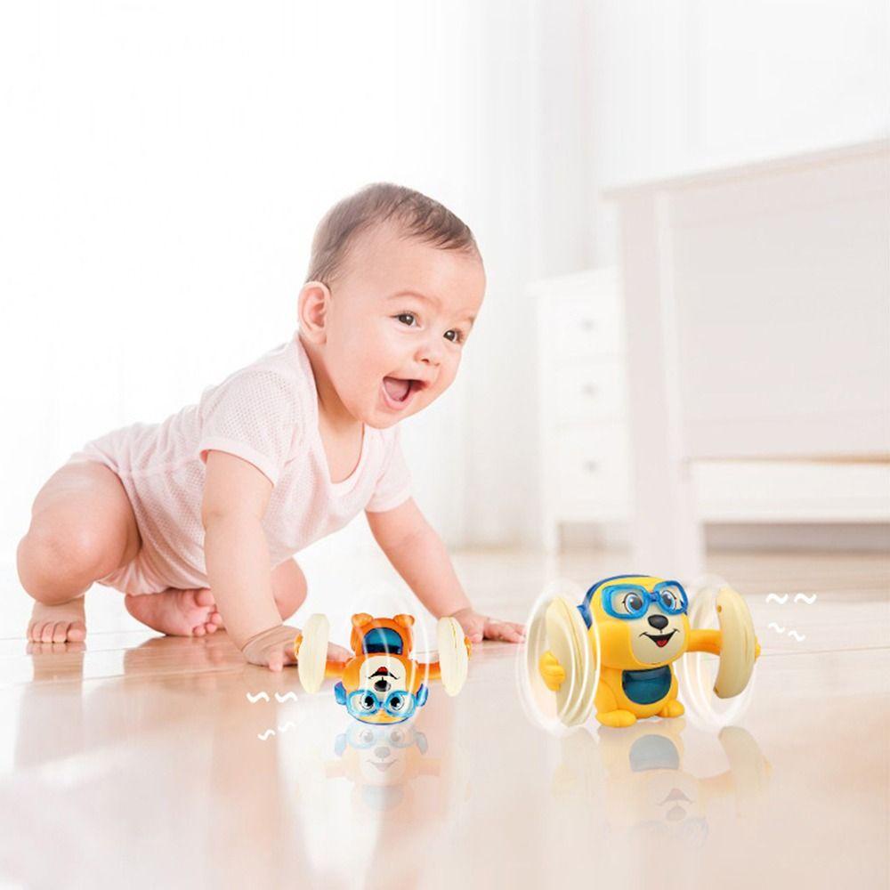 REBUY Rebuy Voice-activated Tumbling Monkey Mainan Bayi Lucu Induksi Rolling Monkey360° Merangkak Mainan Anak Merangkak Mainan Elektrik Kontrol Suara Rolling Electric Baby Toy