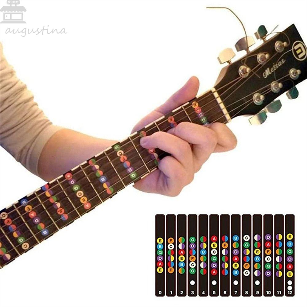 Stiker Timbangan Gitar Agustina Belajar Portable Musical Scale Pemula Frets Note Decal Stiker Fretboard Gitar Elektrik