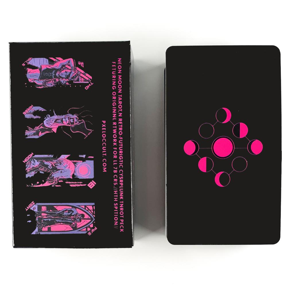 Timekey 5jenis Neon Moon Tarot Deck Ukuran Saku Dengan Tuck Box Kartu Tarot Untuk Takdir Papan Permainan Ramalan Dek Ramalan D1Z7