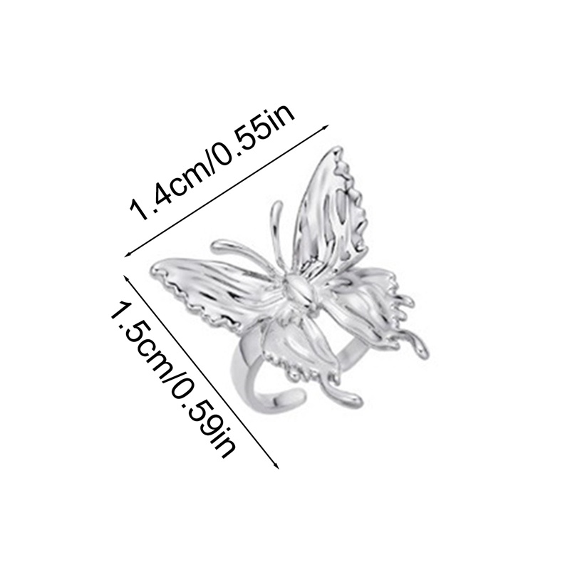 Punk Vintage Logam Cair Dissolved Butterfly Adjustable Wanita Cincin Fashion Indah Anime Gothic Serangga Cincin Gothic Perhiasan