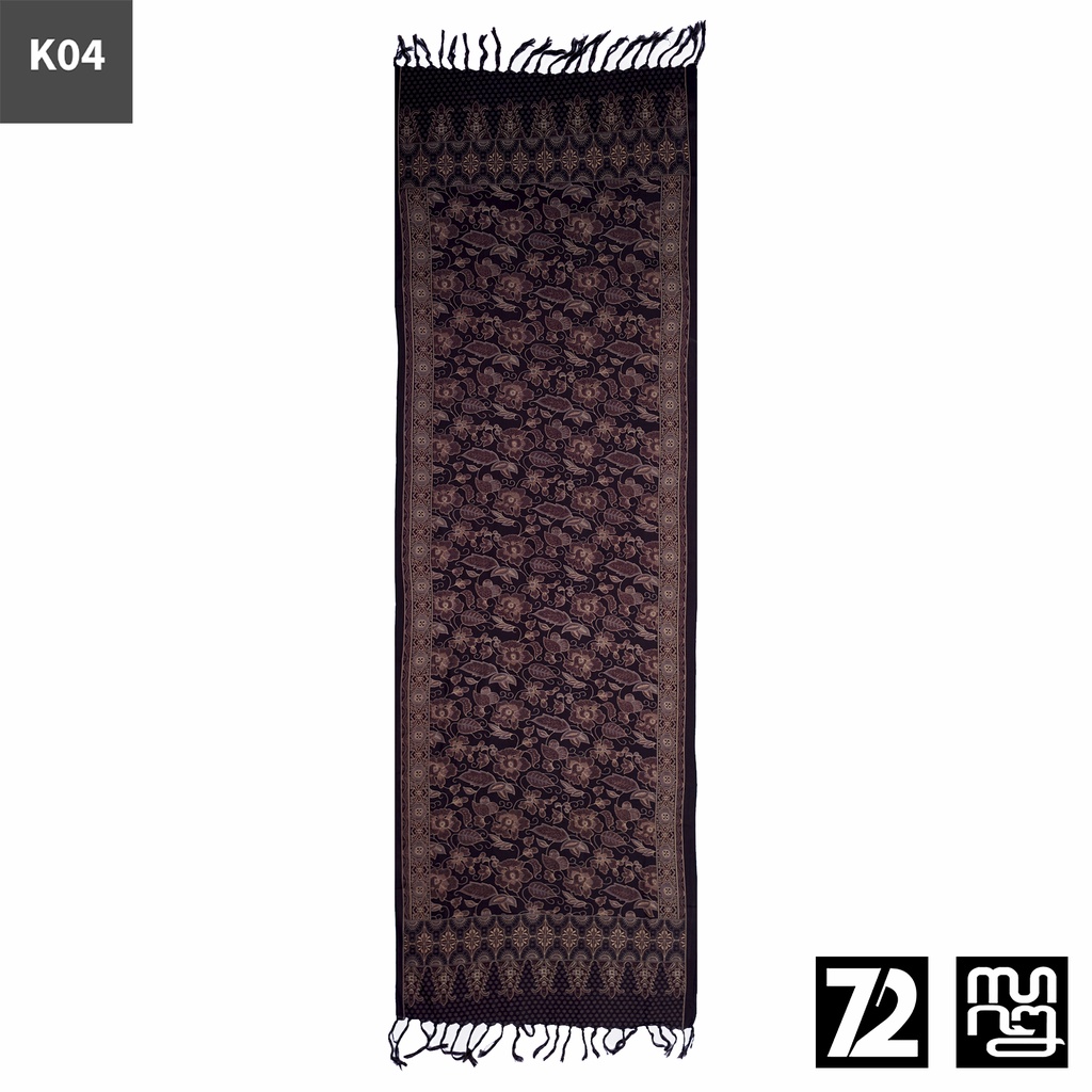 SYAL BATIK SCARFT Premium Motif Daun Gugur Warna Hitam 723827 Cap 72