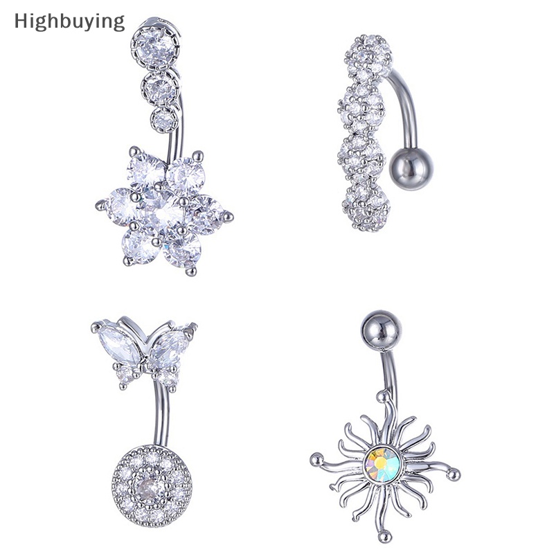 Hbid Kristal Pusar Cincin Bentuk Hewan Perut Stainless Steel Jantung Pusar Melengkung Barbel Ring Navel Rings Perhiasan Tubuh Seksi Glory