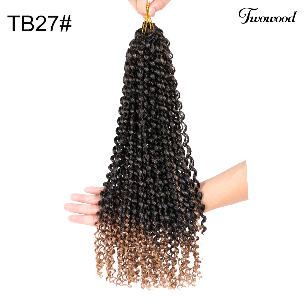 Twowood 45 cm Twist Crochet Kepang Gelombang Air Keriting Bergelombang Wig Rambut Sintetis Ekstensi